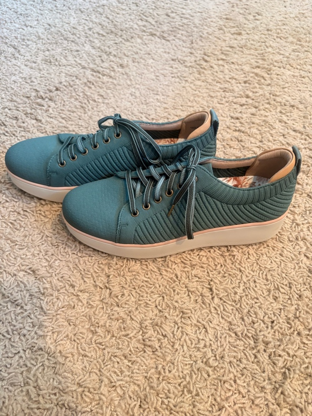 Traq by Alegria Teal Green Quilted Lace-Up Sneakers